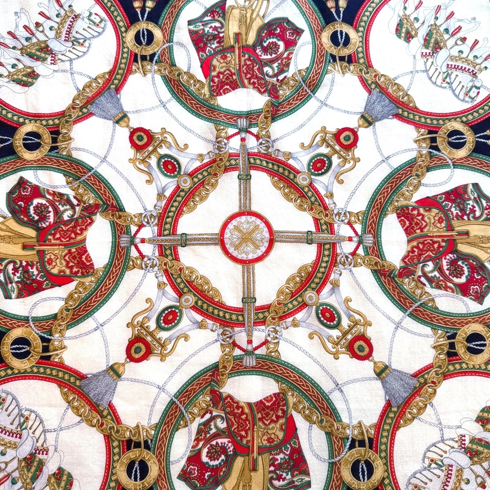 Vintage CELINE Paris Equestrian Foulard Medallion Scarf LIKE‎ NEW - Picture 2 of 7